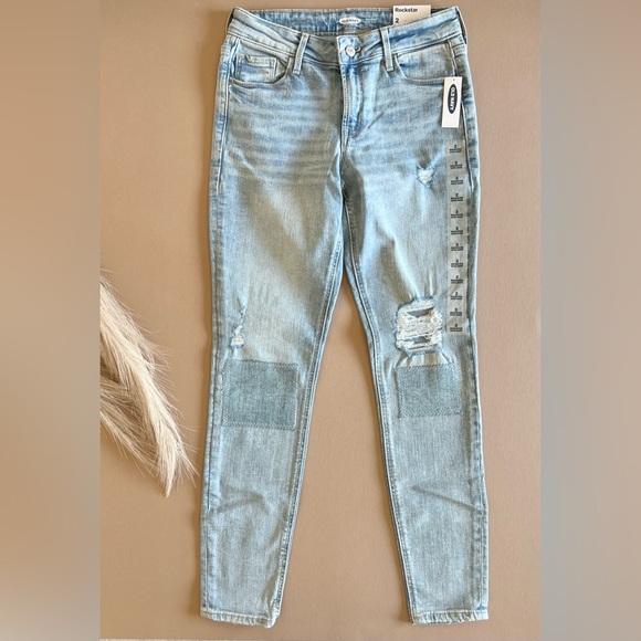 Old Navy Denim - Old Navy Rockstar Patchwork Lightwash Skinny Jeans